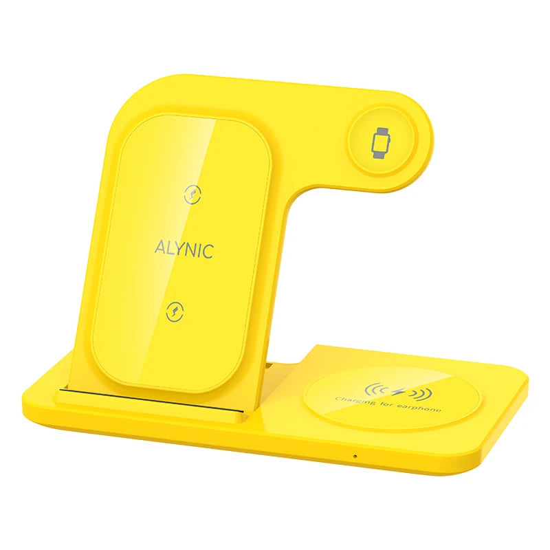30W 3 in 1 LED Fast Wireless Charger Stand Foldable Charging Station for Iphone 15 14 13 12 11 Apple Watch 9 8 7 6 5 Airpods Pro