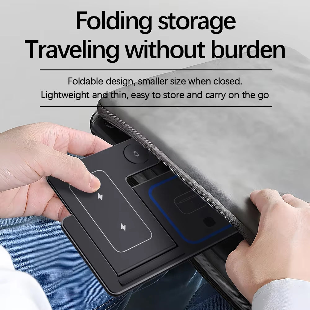 30W 3 in 1 LED Fast Wireless Charger Stand Foldable Charging Station for Iphone 15 14 13 12 11 Apple Watch 9 8 7 6 5 Airpods Pro
