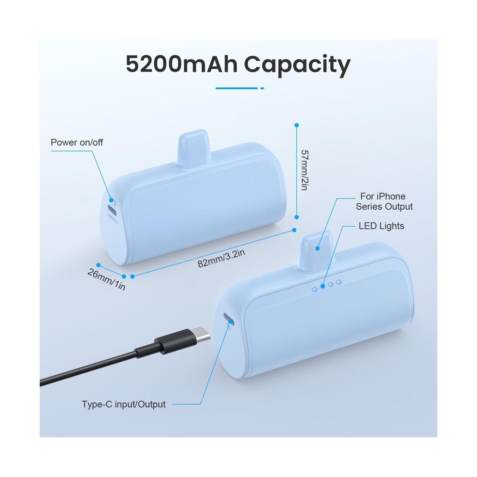 Mini Portable Charger Power Bank for Iphone,5200Mah Phone Charger, Ultra-Comp...